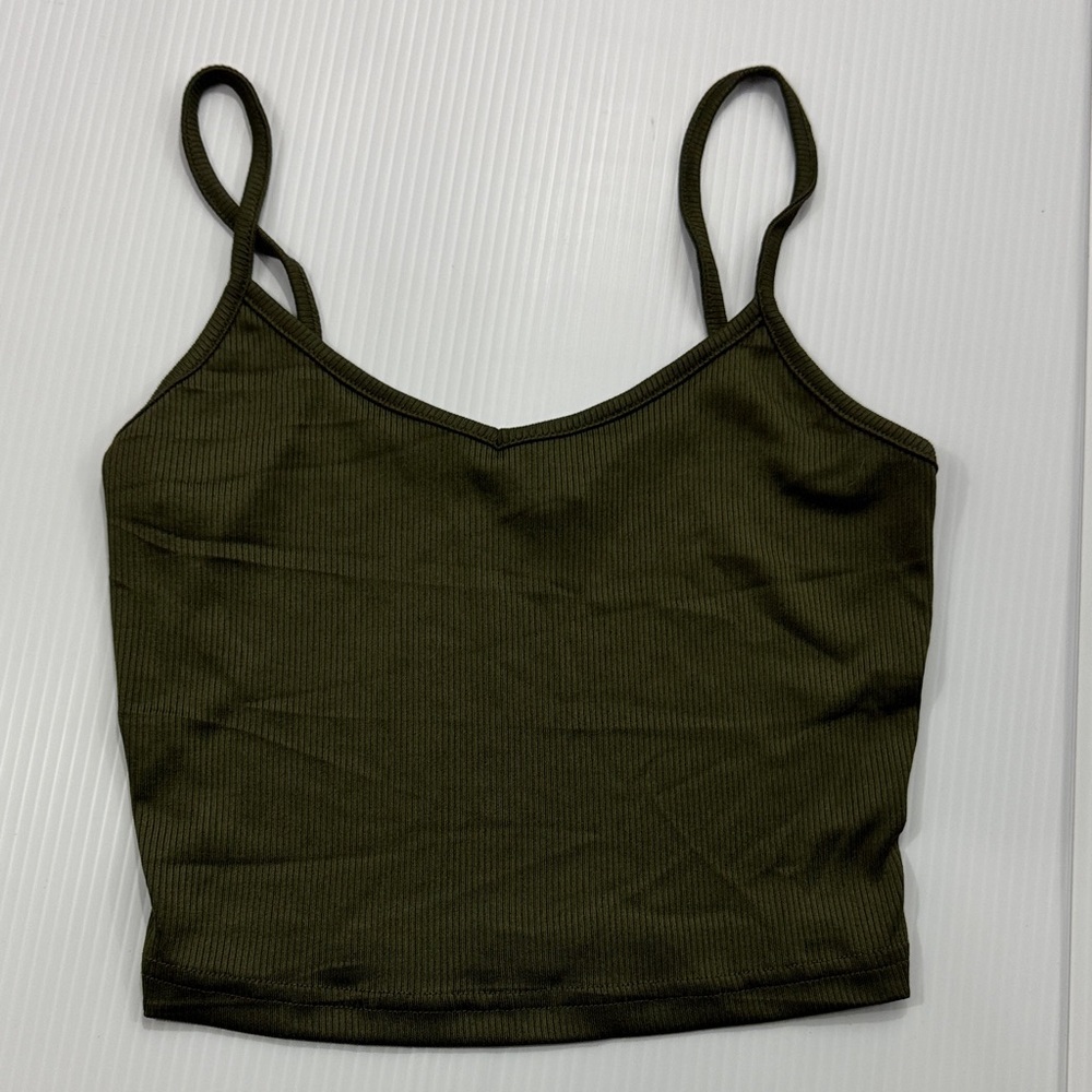 J28. SHEIN Dark Green Ribbed Tank Top (XS)‎